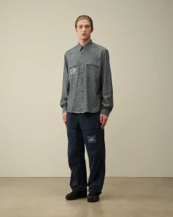 Chambray Long Sleeved Logo Shirt^C.P. Company Best Sale