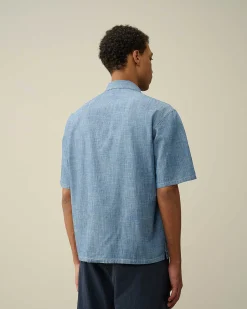 Chambray Short Sleeved Logo Shirt^C.P. Company Sale
