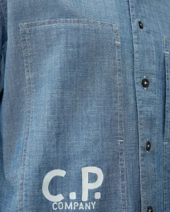 Chambray Short Sleeved Logo Shirt^C.P. Company Sale