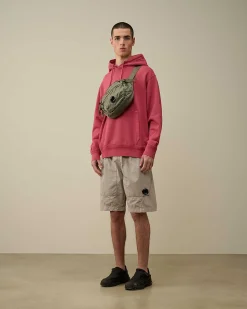 Cotton Diagonal Fleece Logo Hoodie^C.P. Company Discount