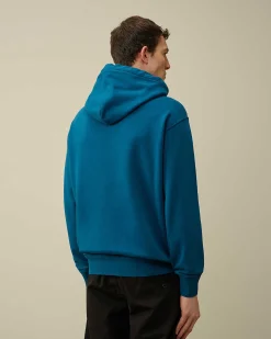 Cotton Diagonal Fleece Logo Hoodie^C.P. Company Discount