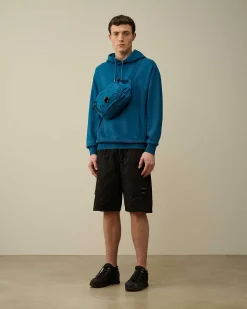 Cotton Diagonal Fleece Logo Hoodie^C.P. Company Discount