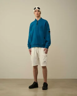 Cotton Diagonal Fleece Zipped Sweatshirt^C.P. Company New