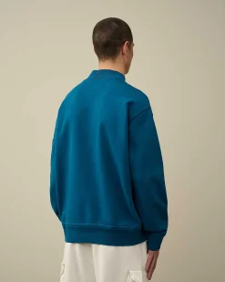 Cotton Diagonal Fleece Zipped Sweatshirt^C.P. Company New