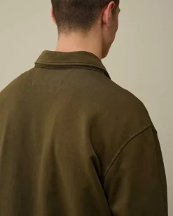 Cotton Fleece Mixed Zipped Shirt^C.P. Company Fashion