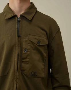Cotton Fleece Mixed Zipped Shirt^C.P. Company Fashion