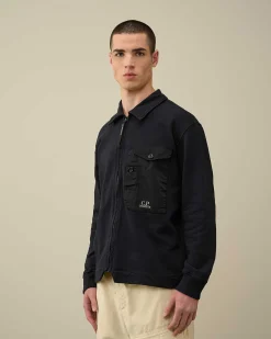 Cotton Fleece Mixed Zipped Shirt^C.P. Company Cheap