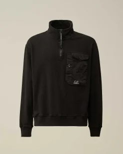 Cotton Fleece Mixed Zipped Sweatshirt^C.P. Company Cheap