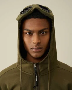 Diagonal Raised Fleece Goggle Zipped Hoodie^C.P. Company Fashion
