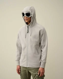 Diagonal Raised Fleece Goggle Zipped Hoodie^C.P. Company New