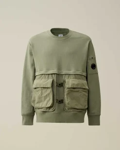 Diagonal Raised Fleece Mixed Detachable Sweatshirt^C.P. Company Outlet