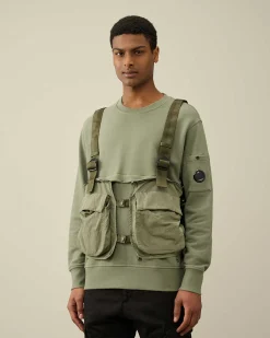 Diagonal Raised Fleece Mixed Detachable Sweatshirt^C.P. Company Outlet