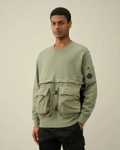 Diagonal Raised Fleece Mixed Detachable Sweatshirt^C.P. Company Outlet