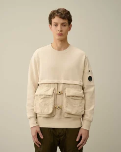 Diagonal Raised Fleece Mixed Detachable Sweatshirt^C.P. Company Sale