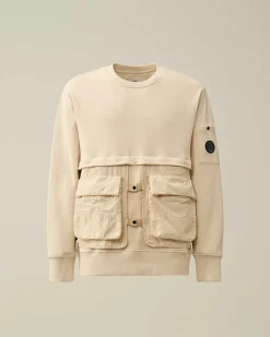 Diagonal Raised Fleece Mixed Detachable Sweatshirt^C.P. Company Sale