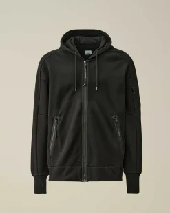 Diagonal Raised Fleece Zipped Hoodie^C.P. Company Store