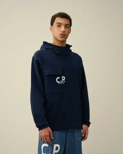 Indigo Fleece Hoodie^C.P. Company Hot
