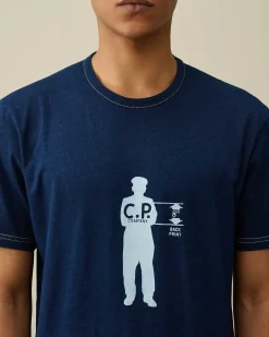 Indigo Jersey T-Shirt^C.P. Company Clearance