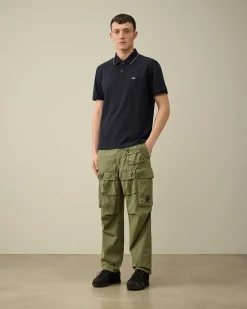 Stretch Piquet Regular Striped Collar Polo Shirt^C.P. Company Clearance