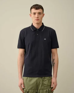 Stretch Piquet Regular Striped Collar Polo Shirt^C.P. Company Clearance