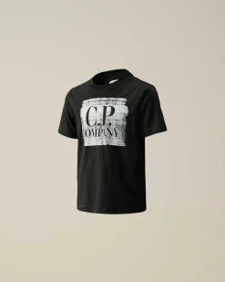 U16 Cotton Jersey 30/1 Graphic Logo T-Shirt^C.P. Company Cheap
