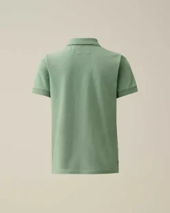 U16 Stretch Piquet Logo Striped Collar Polo Shirt^C.P. Company Cheap