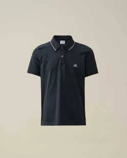 U16 Stretch Piquet Logo Striped Collar Polo Shirt^C.P. Company Fashion