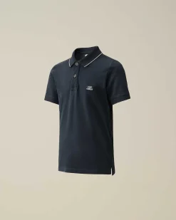 U16 Stretch Piquet Logo Striped Collar Polo Shirt^C.P. Company Fashion