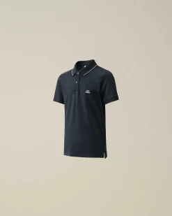 U16 Stretch Piquet Logo Striped Collar Polo Shirt^C.P. Company Cheap