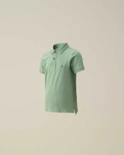 U16 Stretch Piquet Logo Striped Collar Polo Shirt^C.P. Company Clearance